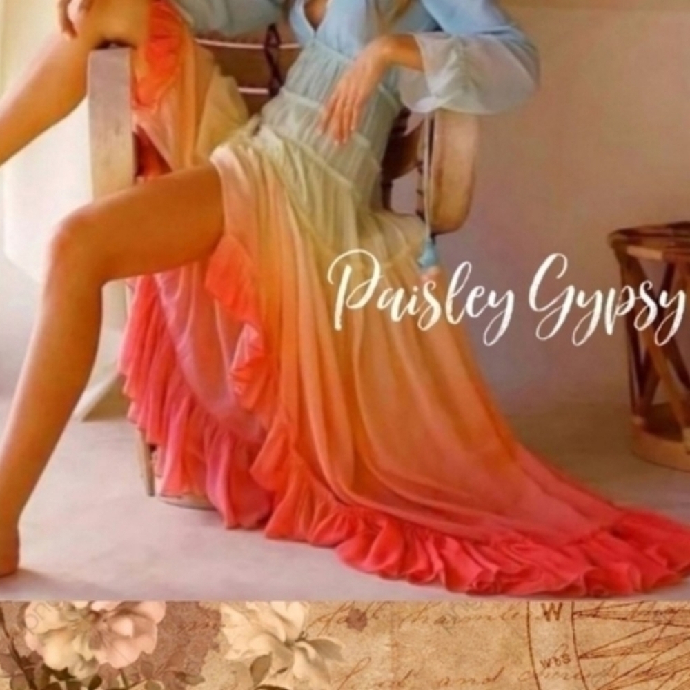 Women's Maxi Dress - Blue and Pink - Picture 1 of 10